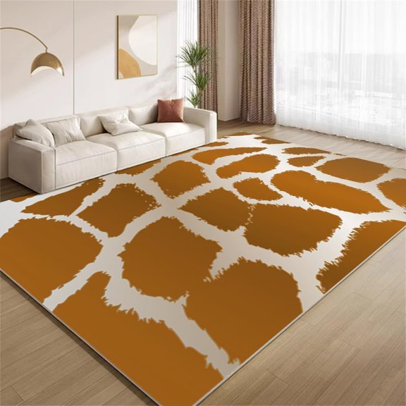 Giraffe Skin Texture Area Rugs Vintage Orange Brown Rugs Ultra Soft Non Slip Washable Carpet for Living Room Bedroom Study Office Hallway 2ftx3ft