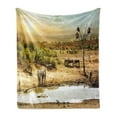 thumbnail image 1 of Giraffe Soft Flannel Fleece Blanket, South African Safari Wildlife Animals on Deserted Nature Sunset Scenery Photo Print, Cozy Plush for Indoor and Outdoor Use, 70" x 90", Multicolor, by Ambesonne, 1 of 6