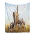 thumbnail image 1 of Giraffe Soft Flannel Fleece Throw Blanket, Grasslands of Kenya African Safari Lion Safari Zebra Tiger Photo Print, Cozy Plush for Indoor and Outdoor Use, 60" x 80", Multicolor, by Ambesonne, 1 of 5
