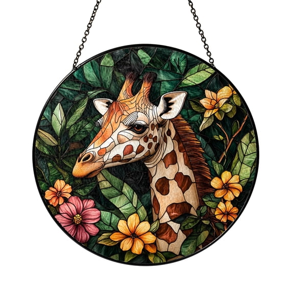 Giraffe Stained Glass Suncatcher – Safari Animal Window Decor