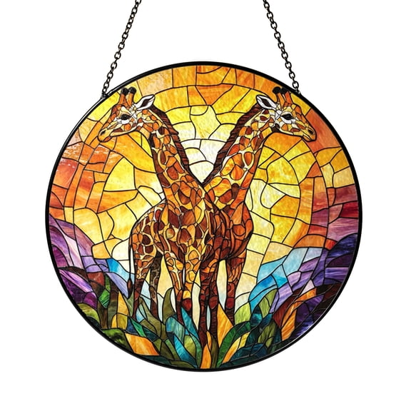 Giraffe Stained Glass Suncatcher Window Hanging Gentle Safari Animal Nursery Home Decor Gift