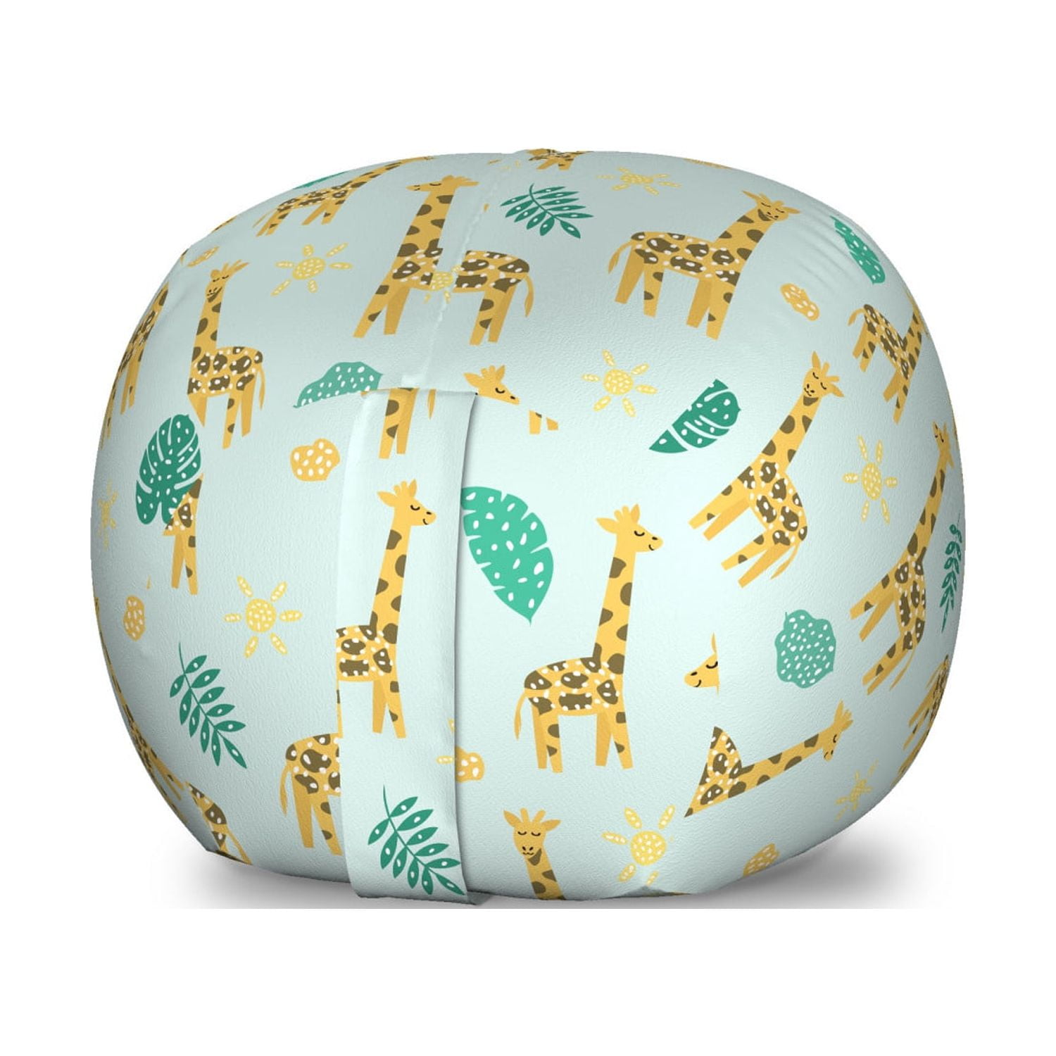 Giraffe Storage Toy Bag Chair, Continuous Monstera Sun Symbol Giraffes