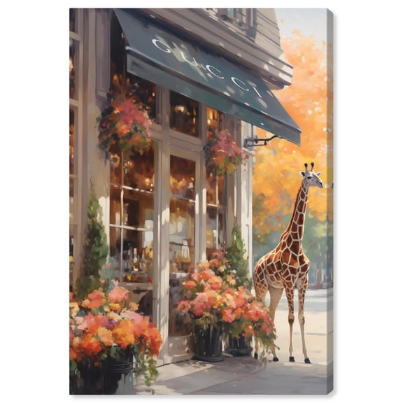 Giraffe Storefront Canvas Fashion Designer Wall Art by Art Remedy, Gallery Wrapped, 24" x 36"