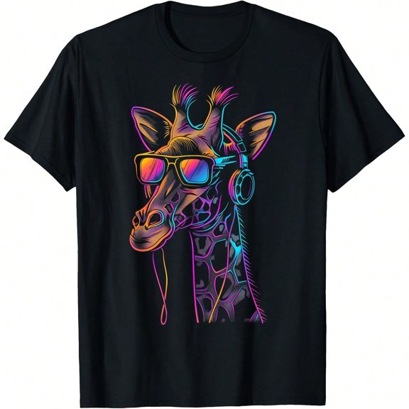 Giraffe Sunglasses Headphones DJ Funny Giraffe Lover T-Shirt.JPG