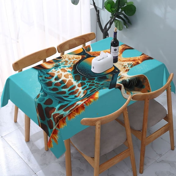 Giraffe With Sunglasses Sunny Day Cool Rectangular Tablecloth 54"x 72" Waterproof Rectangle Table Cover Cloth for Kitchen Dining Room Picnic Home Party