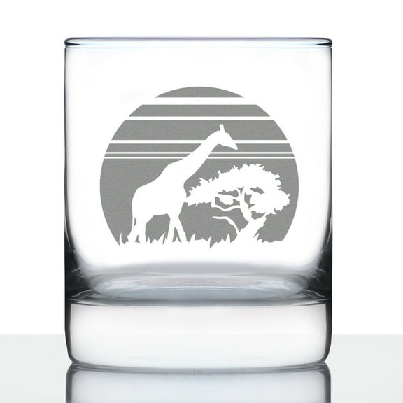 Bevvee Whiskey Rocks Glass 10.25 oz Giraffe Sunset Gifts for Wildlife Enthusiasts Glassware & Drinkware