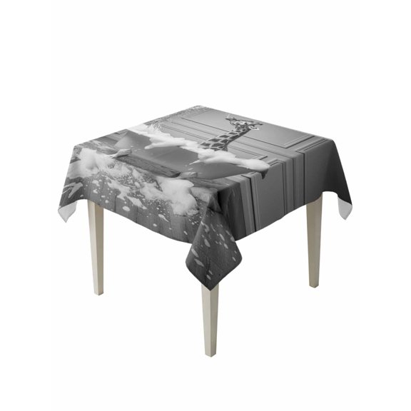 Giraffe Table Cloth, Waterproof Tablecloth for Square Tables, Funny Animal Bathtub Abstract Art Grey Reusable Washable Fabric Table Cover for Restaurant Kitchen Dining Tables 54"x54"