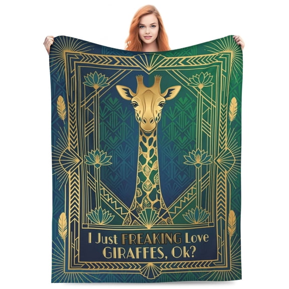 Giraffe Throw Blanket, Cute Giraffe Pattern Blanket, Ultra Soft Cozy Warm Blanket for Couch, Sofa, Bed, Bedroom Decor, Animal Lover Gift