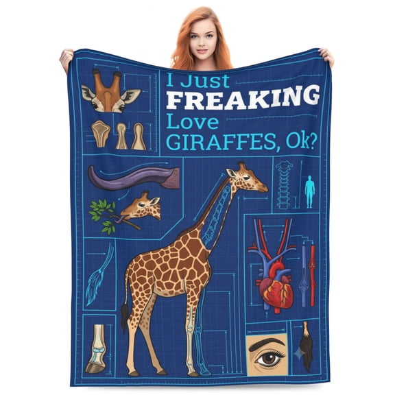 Giraffe Throw Blanket, Cute Giraffe Pattern Blanket, Ultra Soft Cozy Warm Blanket for Couch, Sofa, Bed, Bedroom Decor, Animal Lover Gift