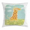 thumbnail image 1 of Giraffe Throw Pillow Cushion Cover, Cute Childish Hand Drawn Animal Cartoon Kids Nursery Safari Playroom Baby Doodle, Decorative Square Accent Pillow Case, 16 X 16 Inches, Multicolor, by Ambesonne, 1 of 2