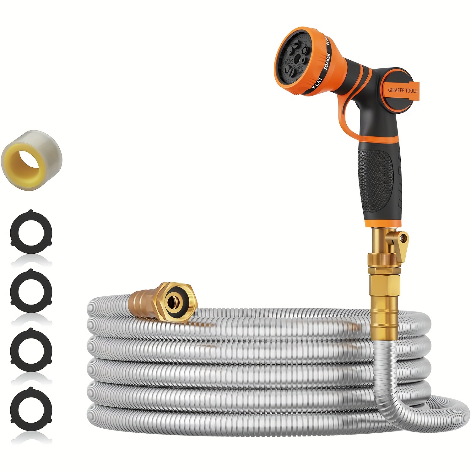 Giraffe Tools Garden Hose 25ft x 5/8 ", 304 Stainless Steel Metal Water
