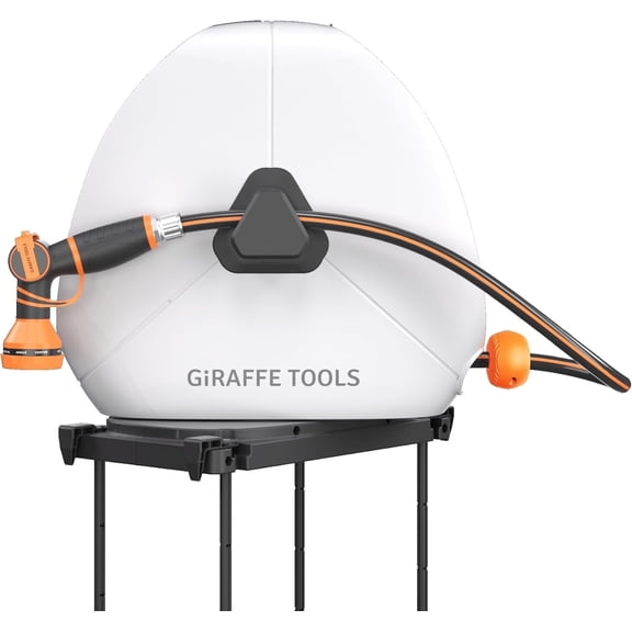Giraffe Tools Ground Mounted Retractable Garden Hose Reel-5/8in-92ft, Light Grey