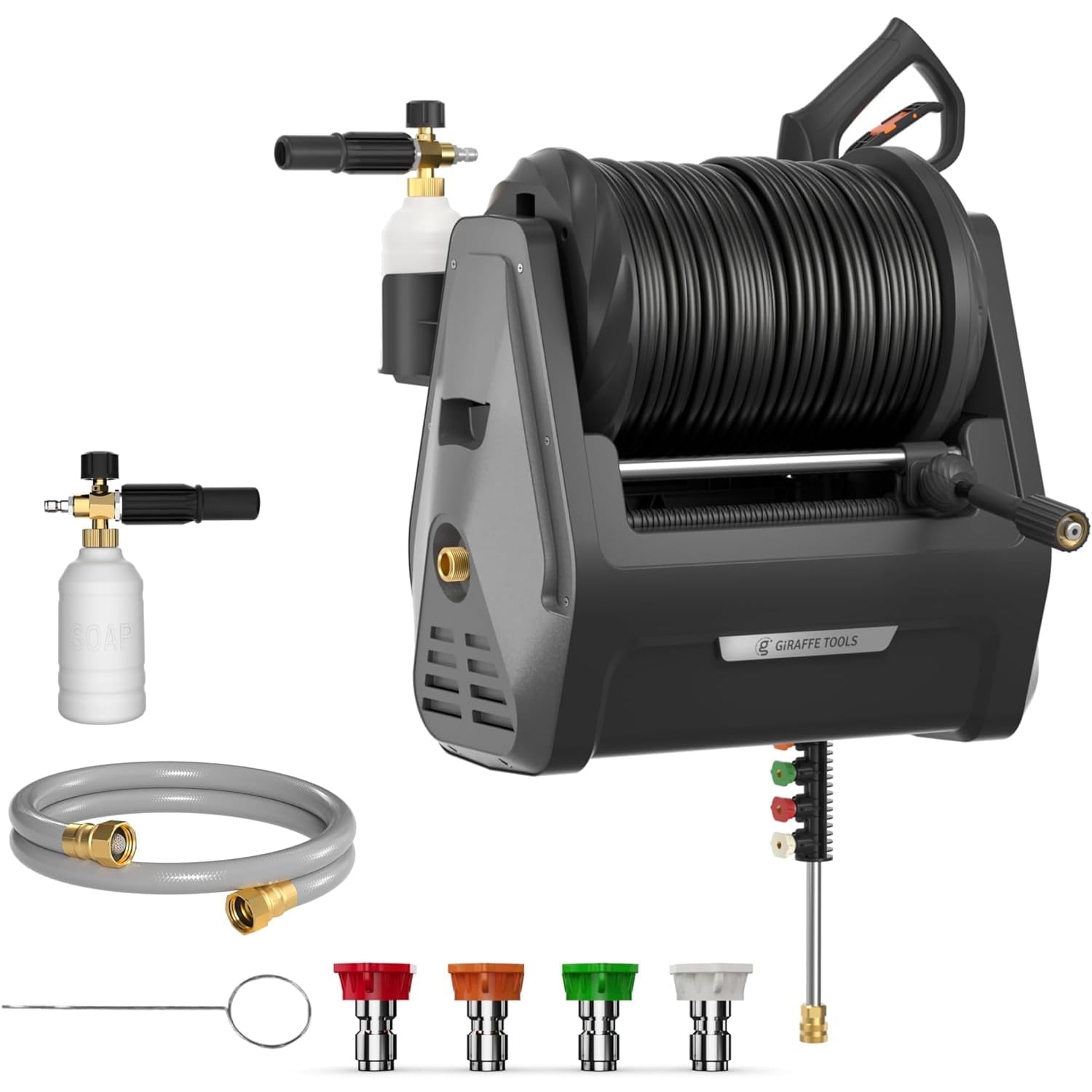 Giraffe Tools Grandfalls Retractable Pressure Washer Essential Max 2900 PSI Wall Mounted