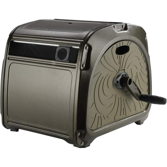 Giraffe Tools Metal Garden Hose Reel Box, Heavy Duty Storage Reel Hideaway, Green