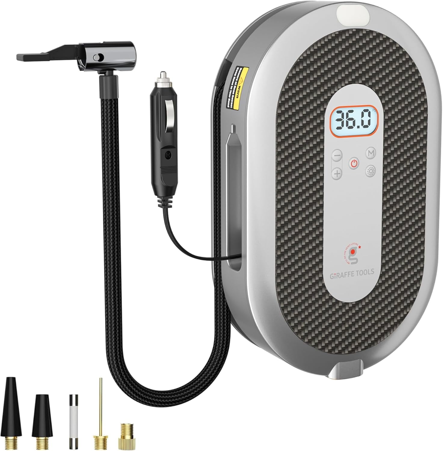 Giraffe Tools Retractable Air Compressor-Car Tire Inflator Portable, 13ft length, 150PSI 12V