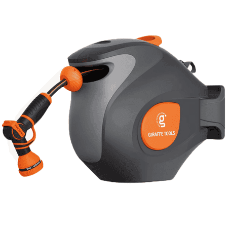 Giraffe Tools Retractable Garden Hose Reel 1/2in-100ft Wall-Mounted 180° Swivel