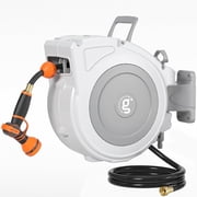 Giraffe Tools Retractable Garden Hose Reel, 65x1/2 Water Hose Wall-Mounted