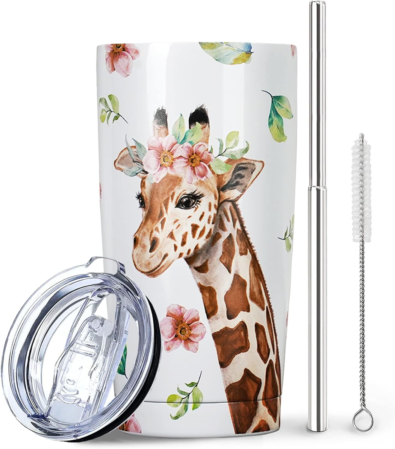 Giraffe Tumbler with Lid and Straw, Unique Giraffe Gifts for Women, Men