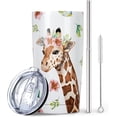 thumbnail image 1 of Giraffe Tumbler with Lid and Straw, Unique Giraffe Gifts for Women, Men Girls, Cute Watercolor Giraffe Tumbler Water Bottle Cup Coffee Mug, Stainless Steel Thermal Insulated Tumblers 20 Oz, 1 of 6