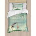 thumbnail image 1 of Giraffe Twin Size Duvet Cover Set, Mother Child Animal on Meadow Fairytale Atmosphere Shining Stars Romance Moon Image, Decorative 2 Piece Bedding Set with 1 Pillow Sham, Multicolor, by Ambesonne, 1 of 3