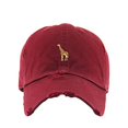 thumbnail image 1 of Giraffe Vintage Baseball Cap Embroidered Cotton Adjustable Distressed Dad Hat Maroon, 1 of 1