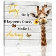 thumbnail image 1 of Giraffe Wall Art Decor Cute Giraffe Sunflower Butterfly Picture Wall Decor Home Kids Room Nursery Decor Animal Canvas Wall Art Framed Painting (Wooden frame12''''x12'''',GIRAFFE), 1 of 6