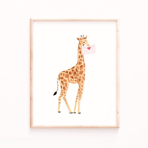 Giraffe Wall Art Print - Handmade , Room Decor Poster, Unframed Poster Size 8x12 F03.1.19l1497