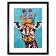 thumbnail image 1 of Giraffe Wearing Princess Crown Modern Folk Art Artwork Framed Wall Art Print 9X7 Inch, 1 of 5