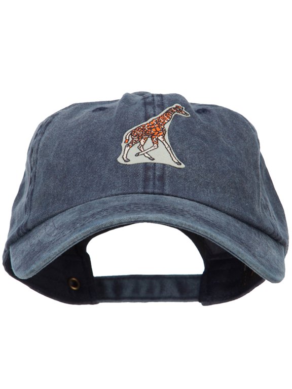 Giraffe Wild Animal Patched Washed Cotton Twill Cap - Navy OSFM