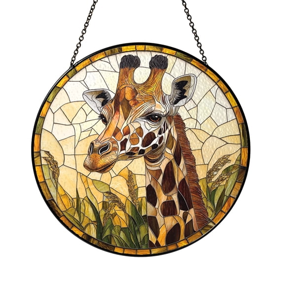 Giraffe Window Suncatcher, Stained Glass Style Wildlife Hanging Decor, Unique Nature Inspired Home Gift