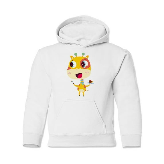 Giraffe With Cake Hoodie Juniors -Image by Shutterstock, Large