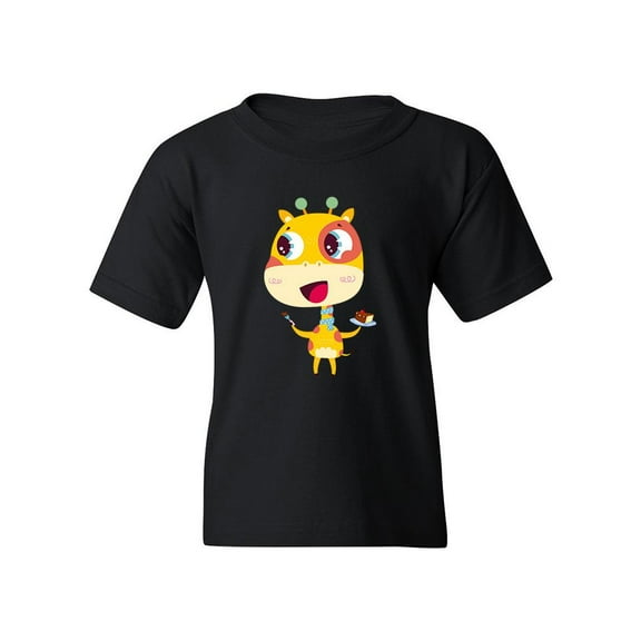 Giraffe With Cake T-Shirt Juniors -Image by Shutterstock,  Large