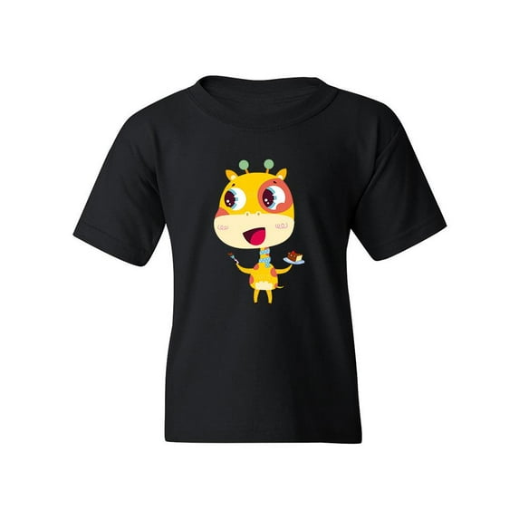 Giraffe With Cake T-Shirt Juniors -Image by Shutterstock, Large