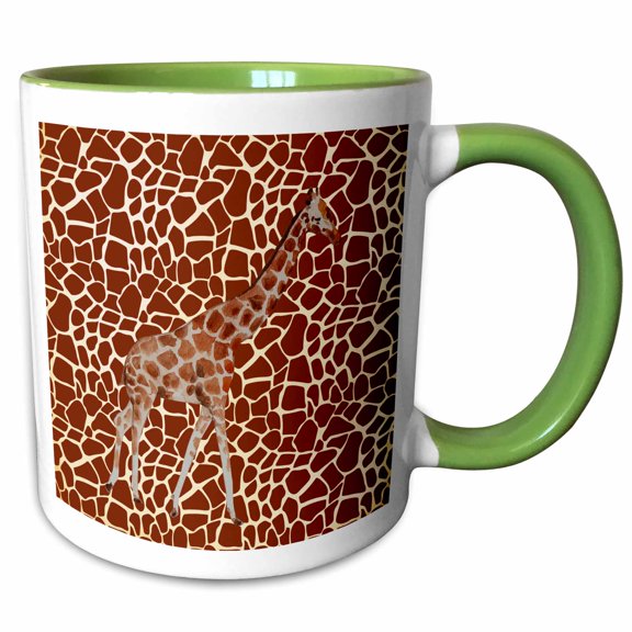 3drose, Giraffe with Camouflage Skin Pattern Animal Spots, 3dsm, 11oz Two-tone Green Mug