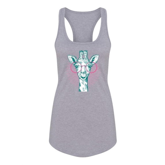 Giraffe With Glasses Racerback Tank Women -Image by Shutterstock, Female Small