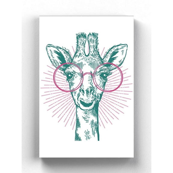 Giraffe With Glasses Wrapped Canvas  -Image by Shutterstock,