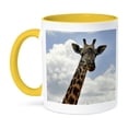 thumbnail image 1 of Giraffe With Sky Looking At Me, Tanzania, 15oz Two-Tone Yellow Mug, 1 of 7