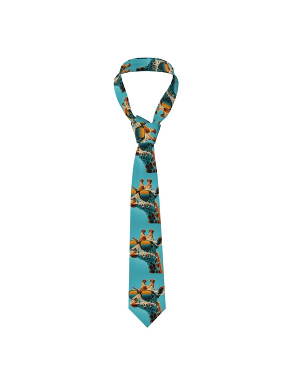 Giraffe With Sunglasses Sunny Day Cool Men's Formal Necktie Business Suit Accessory Ties for Weddings Banquets Office Gift