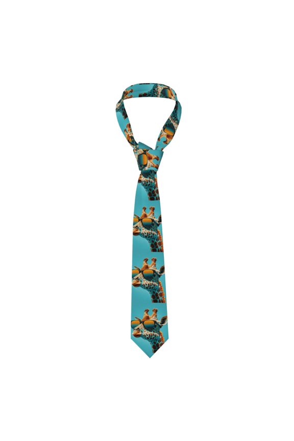 Giraffe With Sunglasses Sunny Day Cool Men's Formal Necktie Business Suit Accessory Ties for Weddings Banquets Office Gift