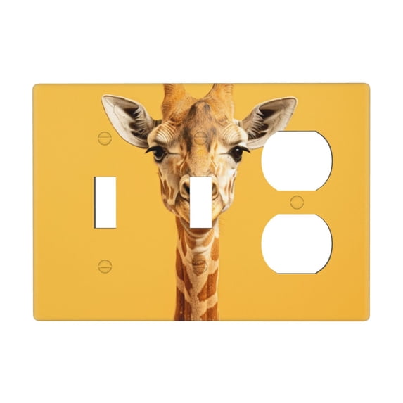 Giraffe Yellow Switch Cover Decorative Wall Plate 3-Gang 2-Toggle 1-Duplex Standard Size