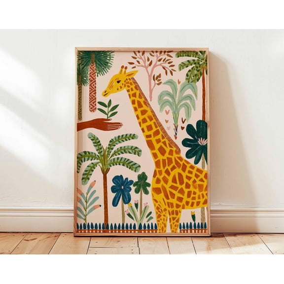 Giraffe Zoo Animal Wall Art, Unframed Paper Poster 8x10in