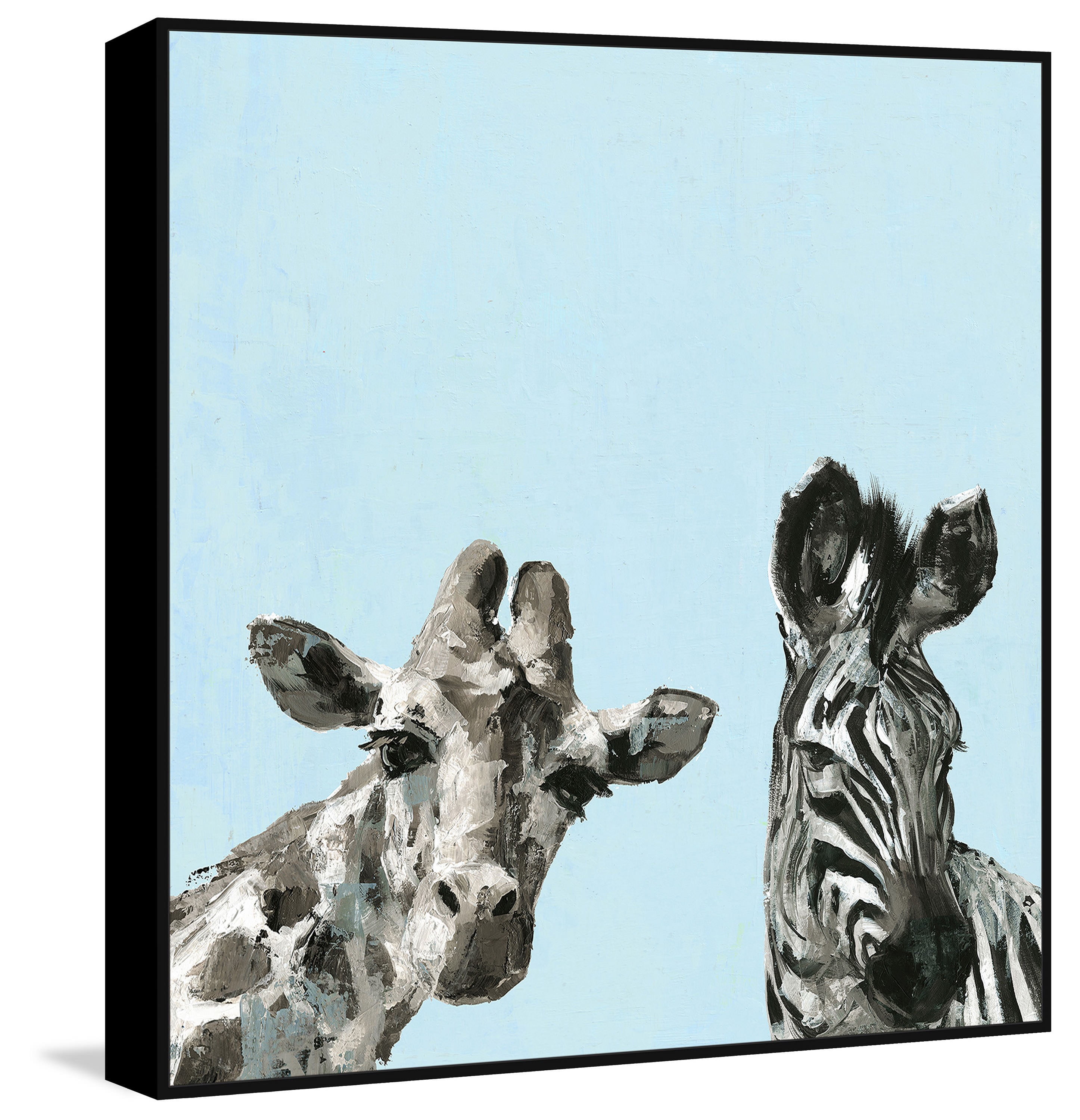Giraffe and Zebra III Floater Framed Painting Print on Canvas
