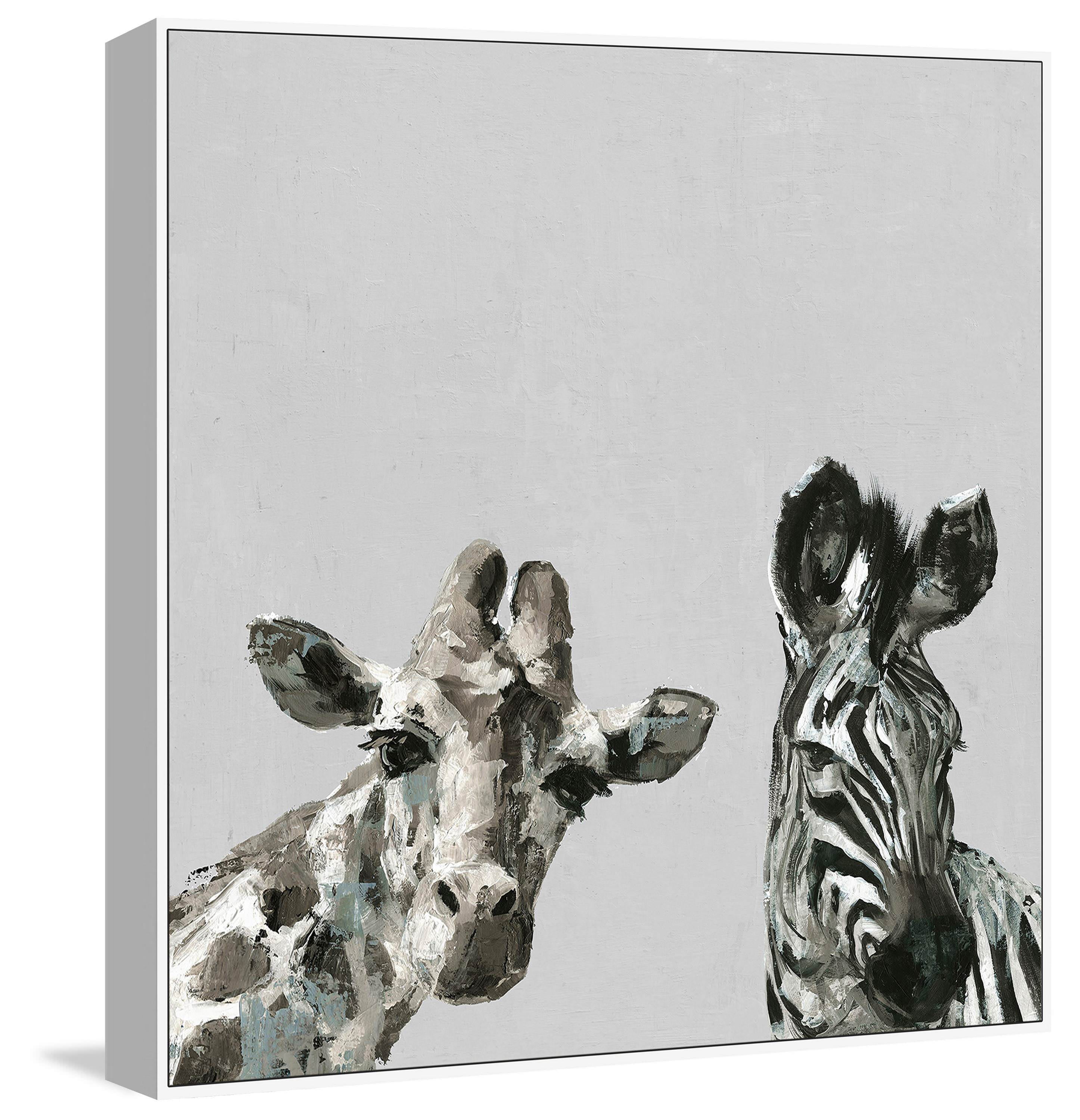 Giraffe and Zebra IV Floater Framed Painting Print on Canvas