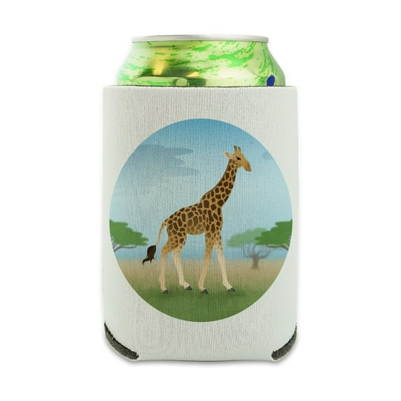 Giraffe in Africa Can Cooler - Drink Sleeve Hugger Collapsible Insulator - Beverage Insulated Holder