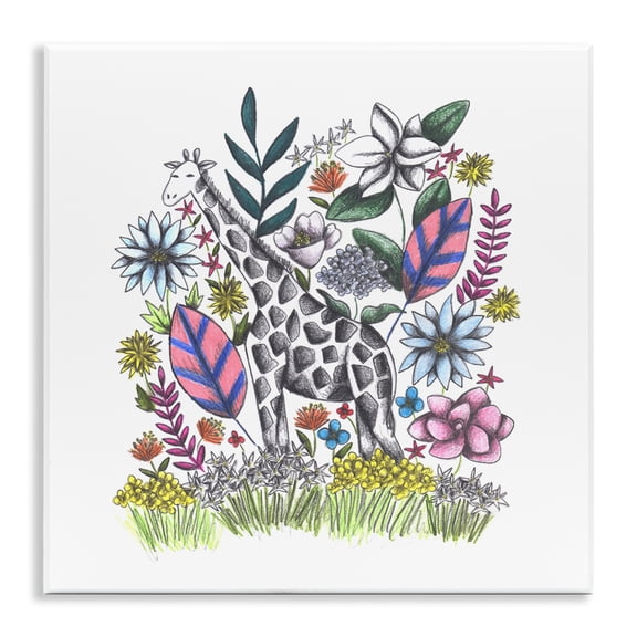 Giraffe in Midst of Flowers Wall Plaque Art, design by Cecilia Battaini