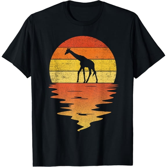 Giraffe shirt retro sunset 70s vintage Giraffe T-Shirtmen and women can wear, black, white, gifts