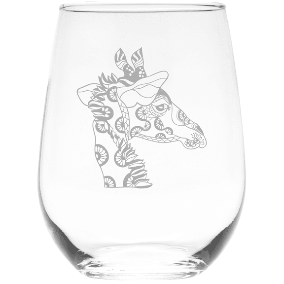 C&M Personal Gifts 17 oz Giraffe Stemless Wine Glass