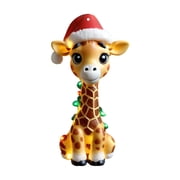 Giraffe with Ball Christmas Ornaments,Christmas Ornaments for Tree 2D Printed Cartoon Giraffe Christmas Hanging Decor Xmas Holiday Decoration