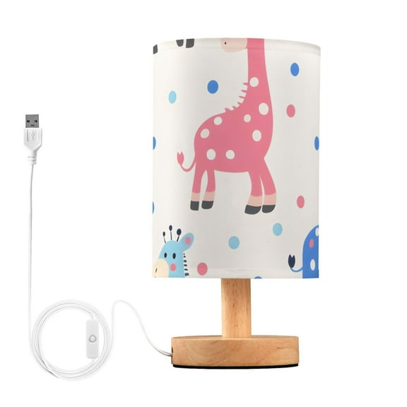 Giraffe with Dots Bedside Desk Lamp LED Table Nightstand Lamps Warm Light Fabric Lampshade for Home Bedroom Office Living Room Decor