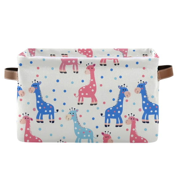 Giraffe with Dots Storage Bins with Handle Fabric Organizer Basket Foldable Box 1 Pack 14.2x10.2x8.3